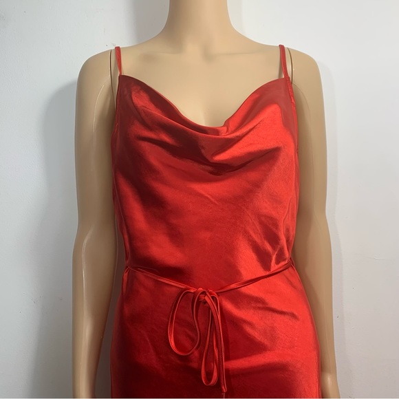 Motel Rocks Paiva Slip Dress Satin Red Straps Mini Short Size Medium UK Size 12 - Picture 6 of 15